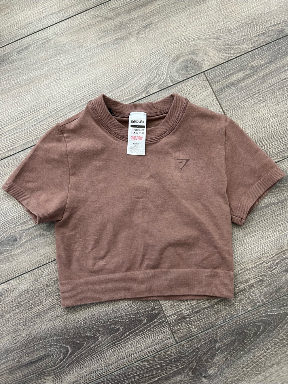 Gymshark Short Sleeve Crop Sweater Tee - Mauve Brown Women’s Size Small